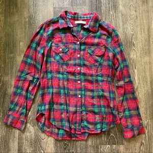 Christmas plaid button down shirt